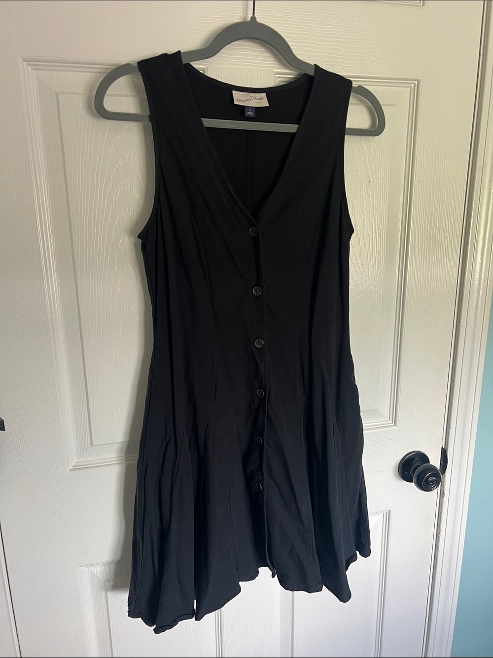 Universal Thread Black Button-Front Sleeveless Dress with Peplum Look